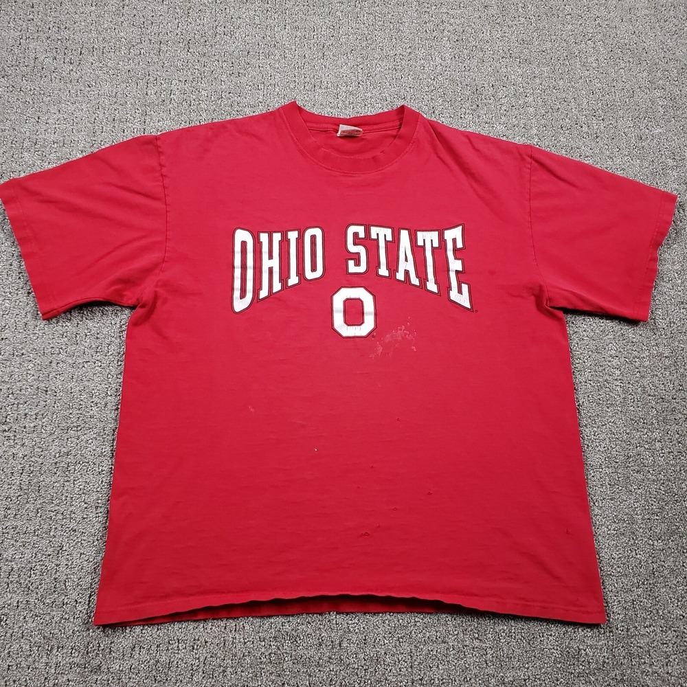 Soffe Ohio State Buckeyes Mens XL Red Vintage 90s NCAA T-Shirt Made in USA OSU